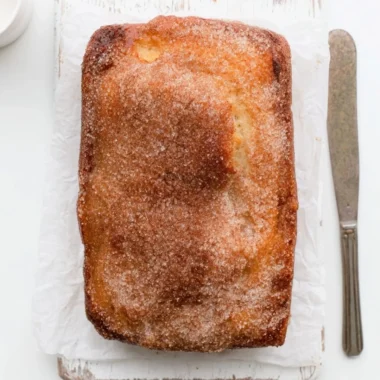 Delicious cinnamon sugar donut bread with a golden crust