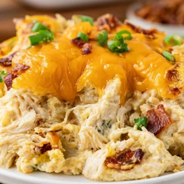 Delicious Crack Chicken Casserole in a cozy serving dish
