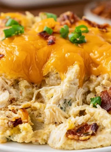 Delicious Crack Chicken Casserole in a cozy serving dish