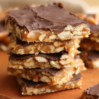 Delicious Chocolate Caramel Pretzel Bars topped with chocolate and caramel drizzle