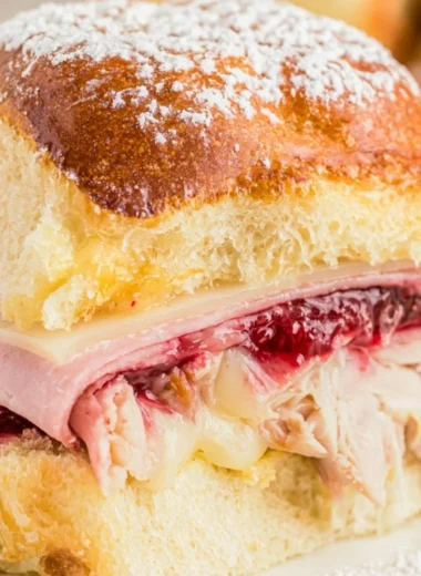 Easy Cheesy Monte Cristo Sliders served on a platter