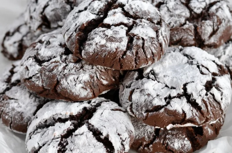 Delicious easy chocolate crinkle cookies dusted with powdered sugar