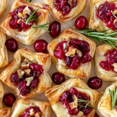 Delicious Cranberry Brie Bites made with puff pastry