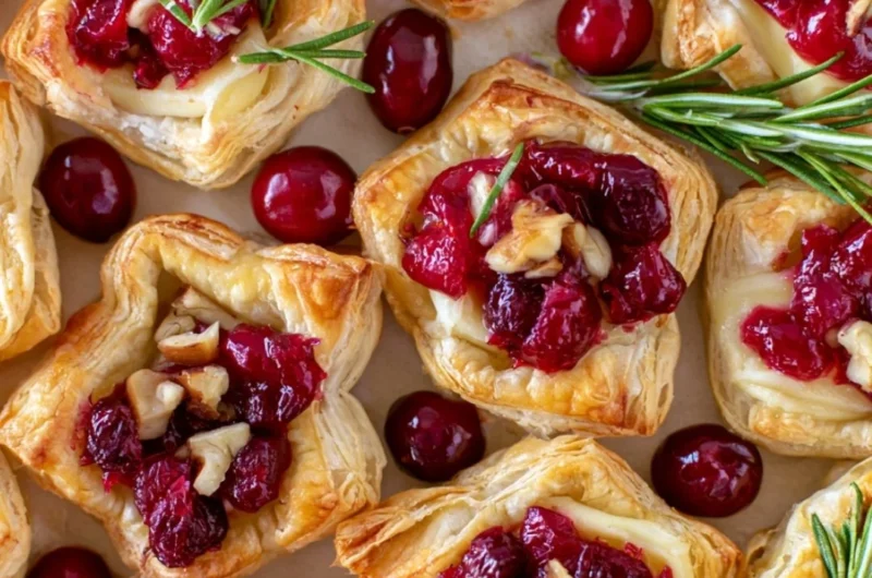 Delicious Cranberry Brie Bites made with puff pastry