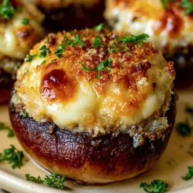 Delicious easy stuffed mushrooms topped with herbs and cheese