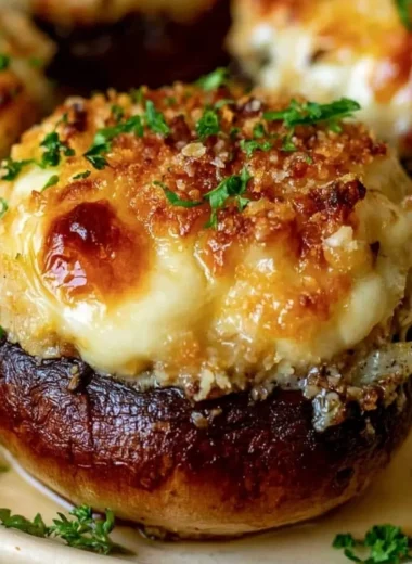Delicious easy stuffed mushrooms topped with herbs and cheese