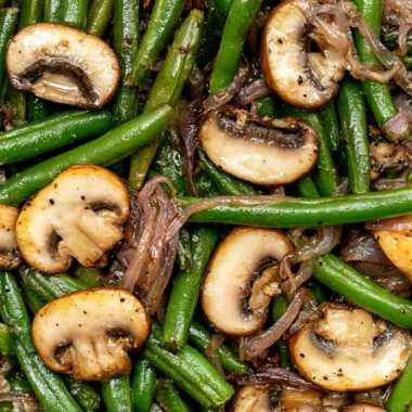 Fresh green beans sautéed with mushrooms for a delicious side dish
