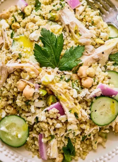 Delicious high protein Jennifer Aniston salad with fresh ingredients