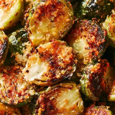 Delicious roasted Brussels sprouts topped with Parmesan cheese