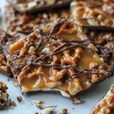 Delicious homemade Salted Caramel Pretzel Bark with a crunchy texture