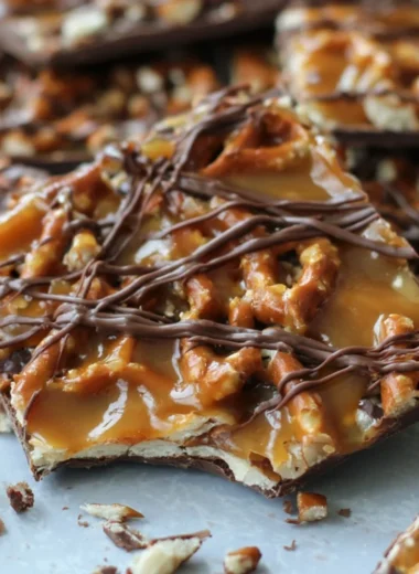 Delicious homemade Salted Caramel Pretzel Bark with a crunchy texture