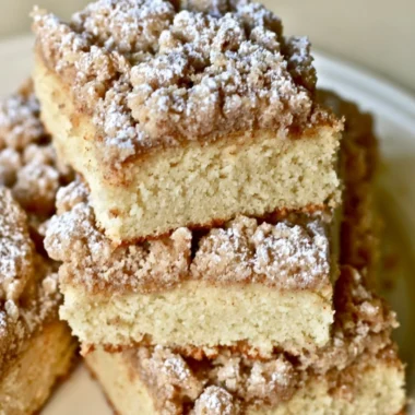 Delicious slice of New York Crumb Cake with a buttery crumble topping