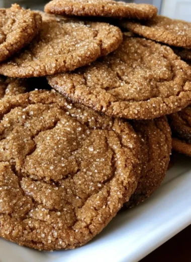 Plate of old-fashioned molasses sugar cookies with a warm, chewy texture